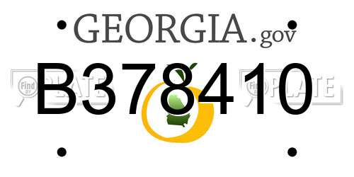 B378410 Georgia License Plate