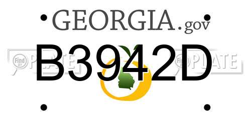 B3942D Georgia License Plate