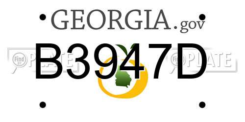 B3947D Georgia License Plate