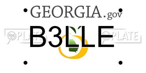 B3LLE Georgia License Plate