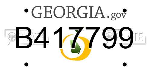 B417799 Georgia License Plate
