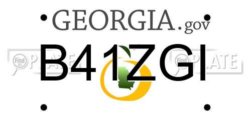 B41ZGI Georgia License Plate