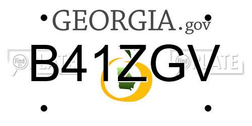 B41ZGV Georgia License Plate