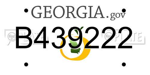 B439222 Georgia License Plate