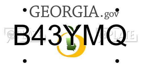 B43YMQ Georgia License Plate