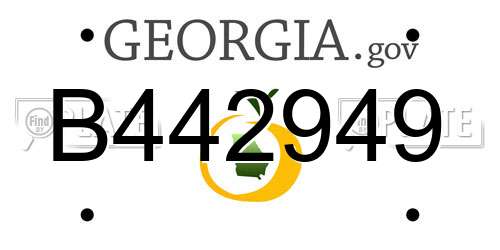 B442949 Georgia License Plate
