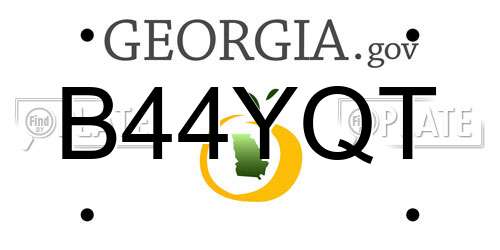 B44YQT Georgia License Plate