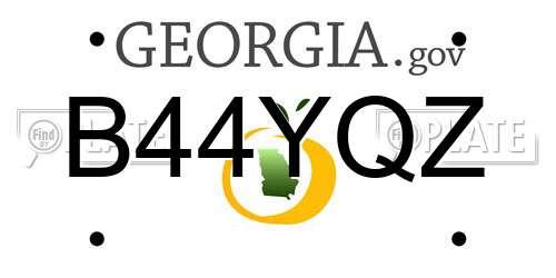 B44YQZ Georgia License Plate