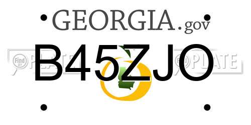 B45ZJO Georgia License Plate