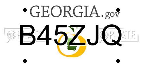 B45ZJQ Georgia License Plate