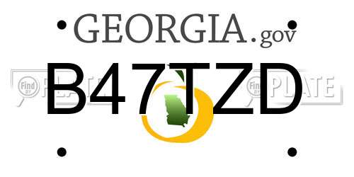 B47TZD Georgia License Plate
