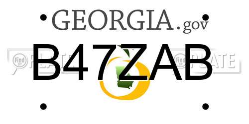 B47ZAB Georgia License Plate