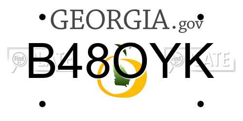 B48OYK Georgia License Plate