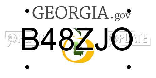 B48ZJO Georgia License Plate