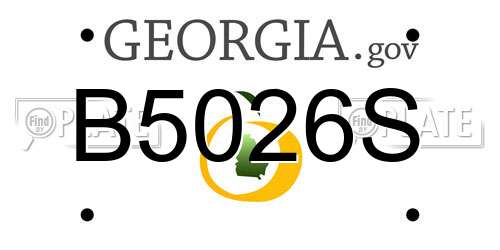 B5026S Georgia License Plate
