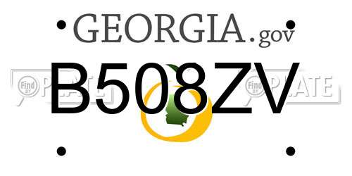 B508ZV Georgia License Plate