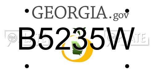 B5235W Georgia License Plate