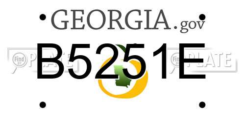 B5251E Georgia License Plate