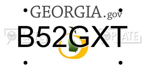 B52GXT Georgia License Plate