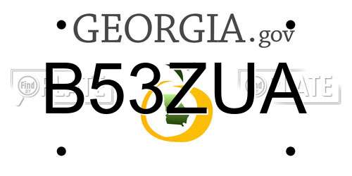 B53ZUA Georgia License Plate