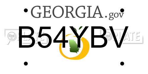 B54YBV Georgia License Plate