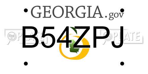 B54ZPJ Georgia License Plate