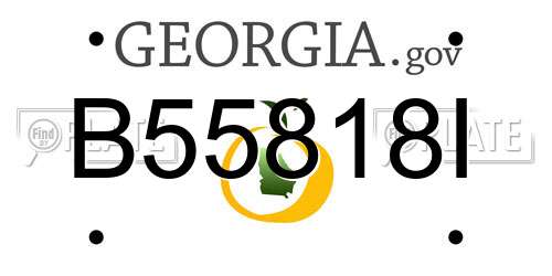 B55818I Georgia License Plate