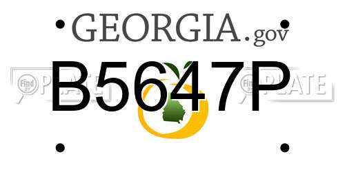 B5647P Georgia License Plate