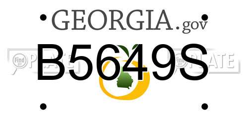 B5649S Georgia License Plate