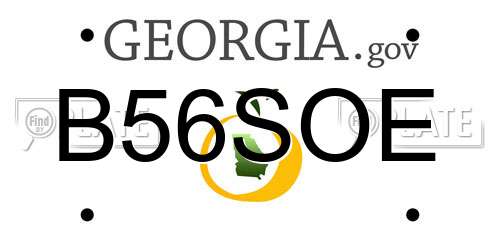 B56SOE Georgia License Plate
