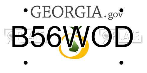 B56WOD Georgia License Plate