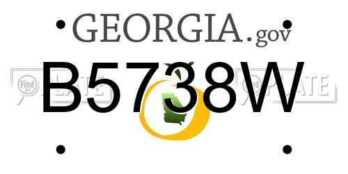 B5738W Georgia License Plate