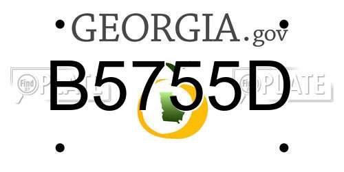 B5755D Georgia License Plate