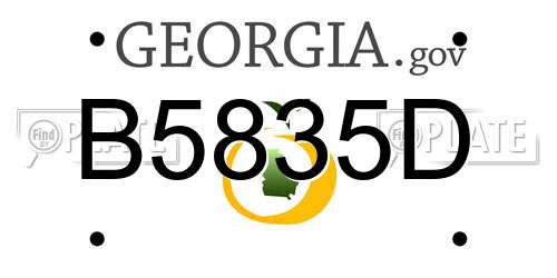 B5835D Georgia License Plate