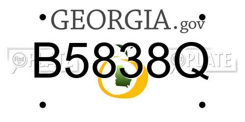 B5838Q Georgia License Plate