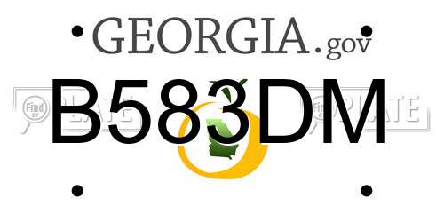B583DM Georgia License Plate