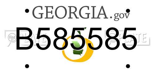 B585585 Georgia License Plate