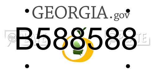 B588588 Georgia License Plate