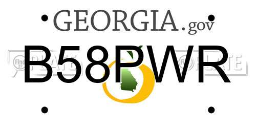 B58PWR Georgia License Plate