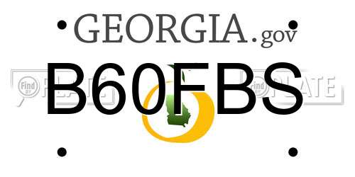 B60FBS Georgia License Plate