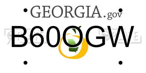 B60OGW Georgia License Plate