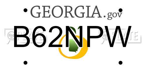 B62NPW Georgia License Plate