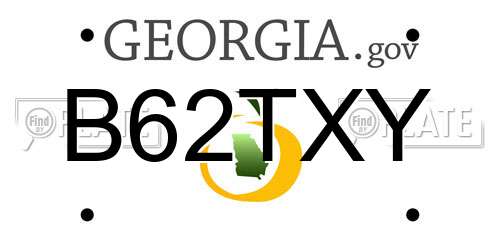 B62TXY Georgia License Plate