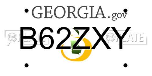 B62ZXY Georgia License Plate