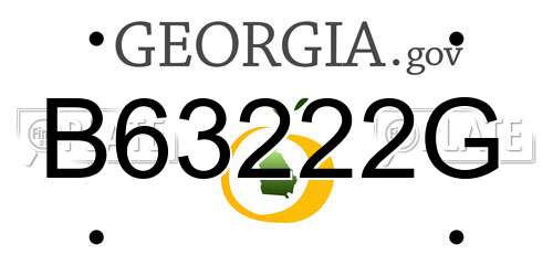 B63222G Georgia License Plate