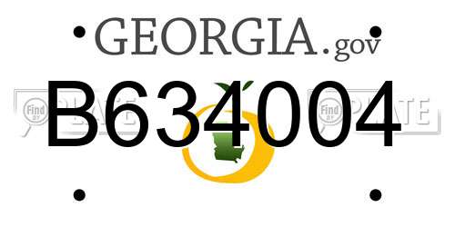 B634004 Georgia License Plate