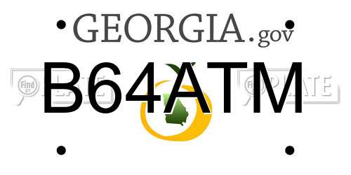 B64ATM Georgia License Plate
