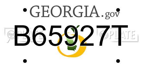 B65927T Georgia License Plate
