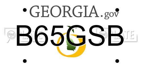 B65GSB Georgia License Plate