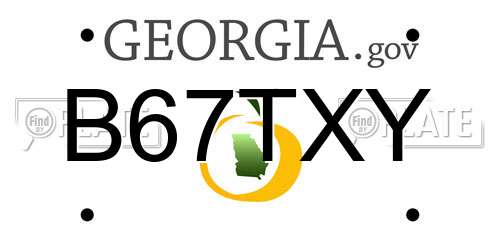 B67TXY Georgia License Plate